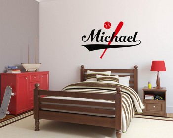 Baseball Boys Name Wall Decal